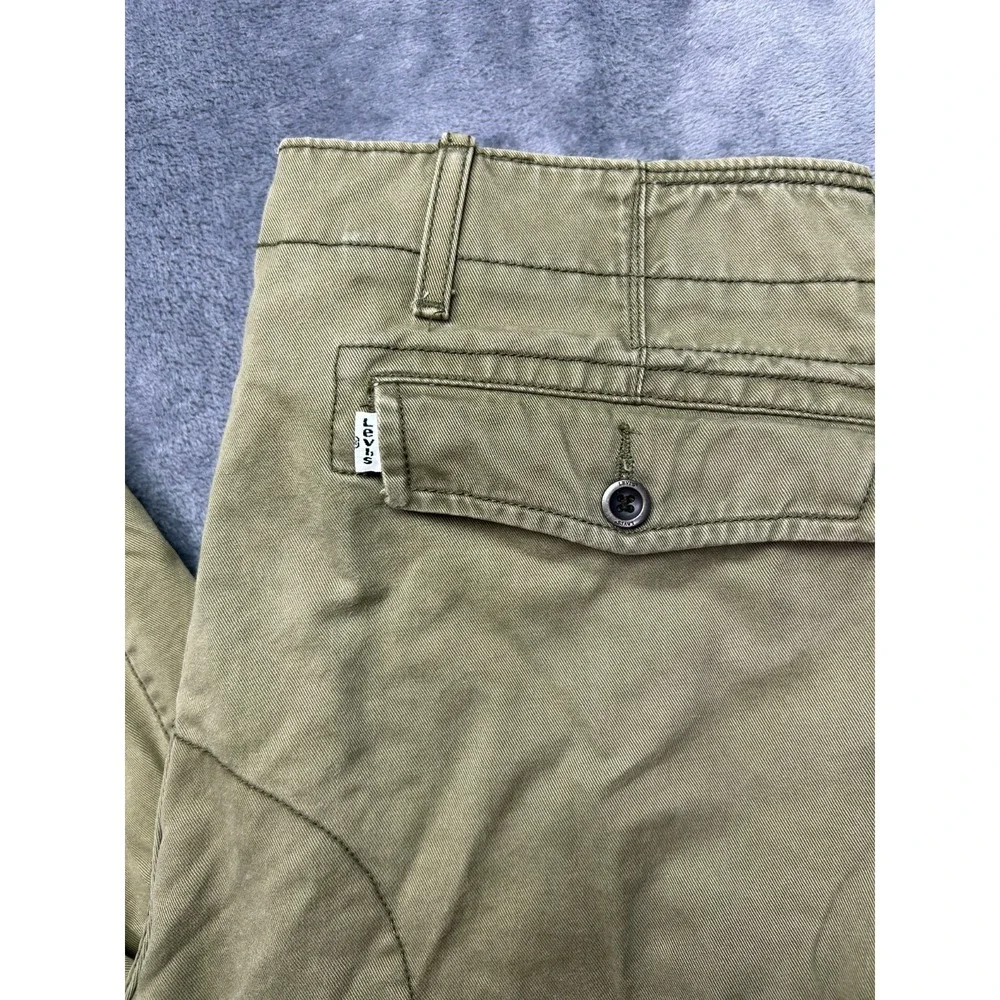 Levis Mens Olive Green Cotton Multi Pocket Gusset Cargo Pants 38x30 Utility‎